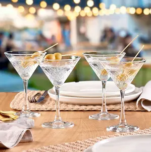 Queensway Home & Dining 230ml 4 Pcs Martini Long Stemmed Cocktail Drinking Glasses