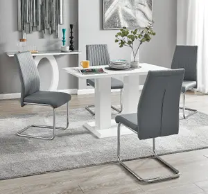 Furniturebox UK 4 Seater Dining Set - Imperia White High Gloss Dining Table and Chairs - 4 Black Calla Black Leg Chairs