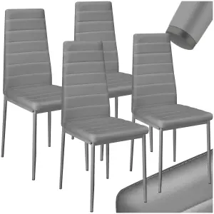 Dining Chairs - high backrest, padded, synthetic leather  - grey