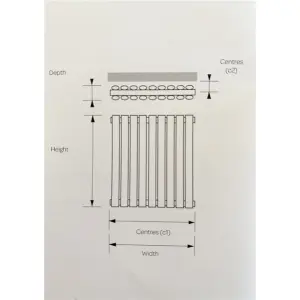 600mm (H) x 960mm (W) - White Horizontal Radiator (Paris) - DOUBLE Panel - (0.6m x 0.96m) - Depth 79mm