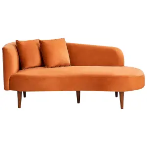 Left Hand Velvet Chaise Lounge Orange CHAUMONT