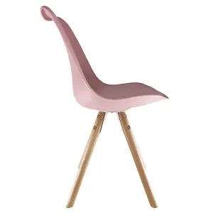 Soho Blush Pink Plastic Dining Chair with Pyramid Light Wood Legs