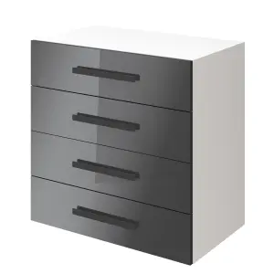 Atomia Freestanding Gloss anthracite & white 4 Drawer Chest of drawers (H)750mm (W)750mm (D)450mm