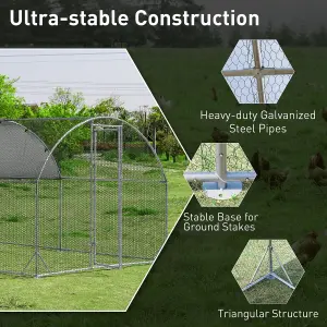 Costway 3.8 x 2.8 M Large Metal Chicken Coop Walk-in Poultry Cage W/ Waterproof Sun-protective Cover