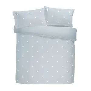 Dot Garden Cotton Solid Colour Duvet Cover Set with Pillowcases Duck Egg/White Dots / Single Duvet Cover + 1 Standard Pillowcase