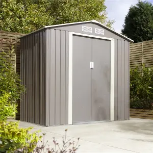 6 x 4 Double Door Metal Apex Shed (Light Grey)