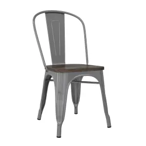 Fusion Dining Chair in Metal in Silver, 2 pieces