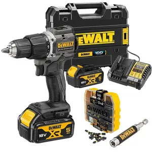 Dewalt DCD100P2T Black 18v XR Brushless Compact Combi Hammer Drill + 25PC Set