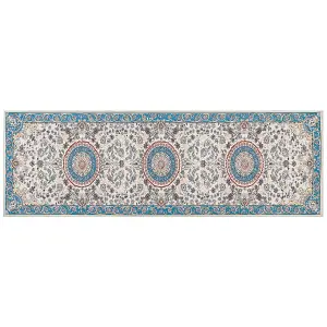 Runner Rug 80 x 240 cm Beige and Blue GORDES