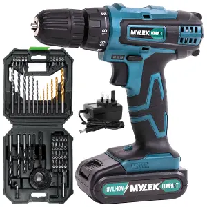 MYLEK VCB Cordless Drill with MYLEK 4ORCE 56 Piece Accessory Kit