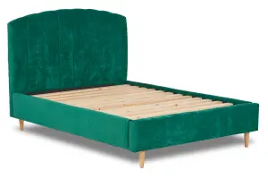 Mystoria Modern Fabric Bed Base Only 4FT Small Double- Brecon Emerald