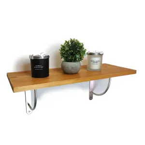 Solid Pine Rustical Shelf Light Oak with LUK02 Bracket 25x70cm