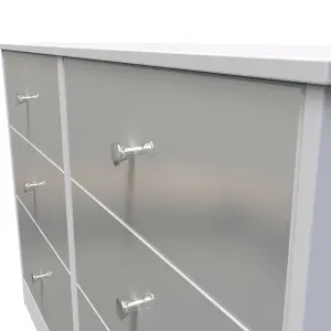 Taunton 6 Drawer Wide Chest in Uniform Grey Gloss & White (Ready Assembled)