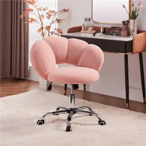 Yaheetech Upholstered Desk Chair with Cloud Shaped Backrest - Pink