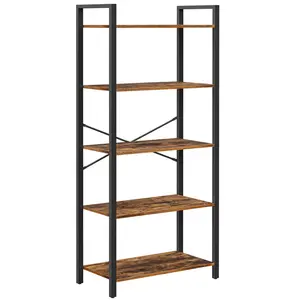 Lakesha Etagere Bookcase Rustic Brown/Black / 153cm H x 66cm W x 30cm D