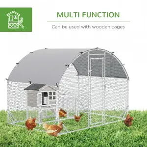 PawHut Walk-In Chicken Run Galvanised Chicken Coop w/ Cover 2.8 x 1.9 x 2m