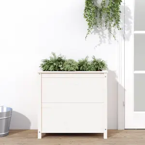 Berkfield Garden Planter White 82.5x40x78 cm Solid Wood Pine