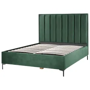 Velvet EU King Size Ottoman Bed Dark Green SEZANNE