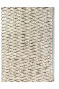 Ivory Wool Rug, 30mm Thickness Plain Striped Rug, Handmade Luxurious Rug, Modern Rug for Dining Room-200cm X 300cm