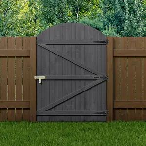 Grey Semi Braced Arch Top Strong Wooden Garden Gate with Latch  H 150cm x W 105cm