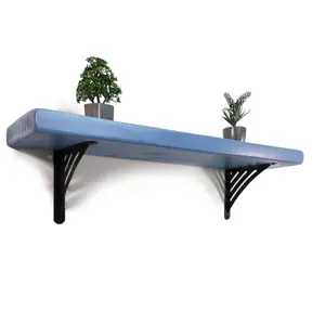 Wooden Rustic Shelf with Bracket WAT Black 220mm 9 inches Nordic Blue Length of 180cm