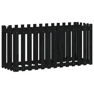 Berkfield Garden Raised Bed with Fence Design Black 150x50x70 cm Solid Wood Pine