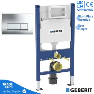 Geberit Duofix Toilet Concealed Cistern Frame 112cm with Geberit Delta 50 Flush Plate Gloss Chrome