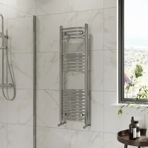 Right Radiators 1200x400 mm Curved Heated Towel Rail Radiator Bathroom Ladder Warmer Chrome