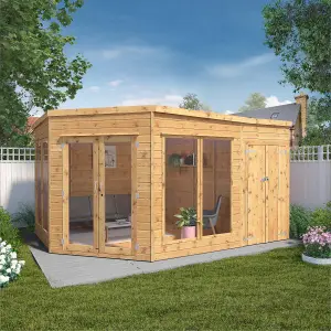 Mercia 13x9 ft with Double door & 4 windows Pent Wooden Summer house (H)2146mm x (W)4057mm