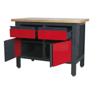 Sealey Workstation With 2 Drawers 2 Cupboards Heavy Duty 300kg Capacity AP1372A