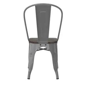 Fusion Dining Chair in Metal in Silver, 2 pieces