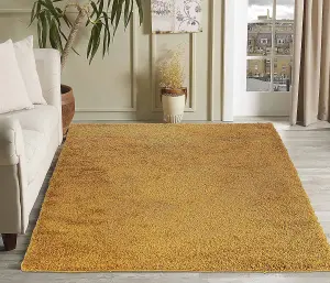 Modern Extra Large Small Soft 5cm Shaggy Non Slip Bedroom Living Room Carpet Runner Area Rug - Gold 80 x 150 cm