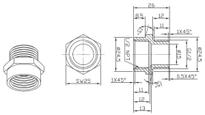 PEPTE 1/2 Inch NPT Female to BSP Male Thread Adaptor American to UK Thread