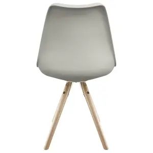 Soho Light Grey Plastic Dining Chair with Pyramid Light Wood Legs