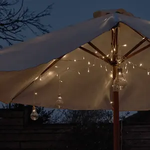 ValueLights IP44 Rated Battery Operated Outdoor Decorative Integrated Warm White LED Festoon Parasol Lights