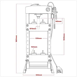 Sealey Air/Hydraulic Press 30 Tonne Floor Type with Foot Pedal YK309FAH