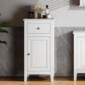 Freestanding Modern White Wooden Bathroom Cabinet with Drawer