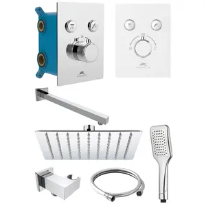 Hommix Rubineta Thermo-2F-Olo Chrome Concealed & Wall Mounted Shower Set