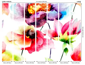 Origin Murals Watercolour Flowers Matt Smooth Paste the Wall Mural 350cm wide x 280cm high