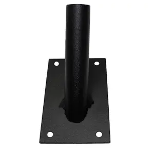 Single Flag Pole Holder - Wall Mounted Flag Pole Bracket, Powder Coated (Black), Rust and Weather Resistant, Heavy Duty