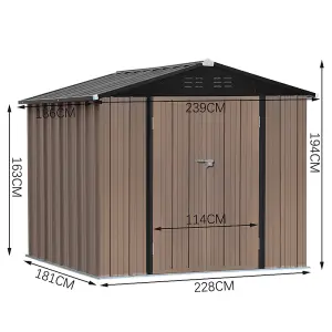 8 x 6 ft Garden Metal Furniture Storage Tool Shed with Lockable Door