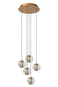 Lucide DILENKO - Pendant light - 31 cm - LED Dim. - 5x3,5W 2700K - Matt Gold / Brass