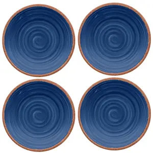 Purely Home Rustic Swirl Indigo Melamine Side Plates - Set of 4