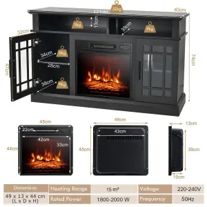 Costway Fireplace TV Stand for TVs up to 55 Inches W/ 2000W Electric Fireplace Insert