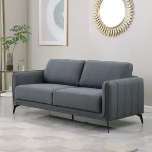 Oslo Modern Scandi Style Fabric Living Room 3 Seater Sofa (Dark Grey)