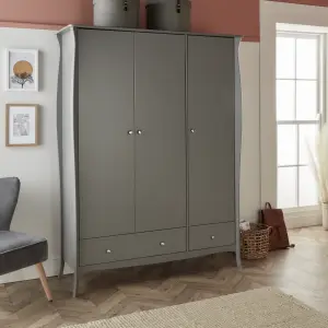 Lautner Contemporary Satin grey MDF & pine 2 Drawer Triple Wardrobe (H)1929mm (W)1433mm (D)500mm