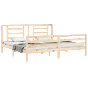 Berkfield Bed Frame with Headboard Super King Size Solid Wood