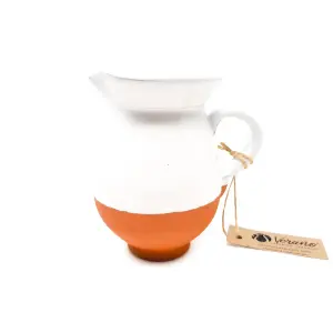 Rustic Pastel Half Dipped Terracotta Kitchen Mini Pourer Jug White (12cm)