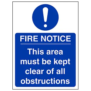 Area Clear All Obstructions Sign - Rigid Plastic - 150x200mm (x3)