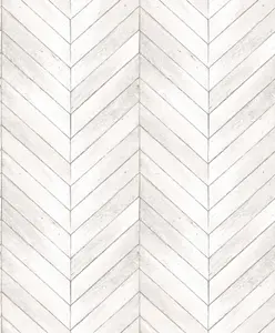 Galerie Organic Textures Cream Chevron Wood Textured Wallpaper